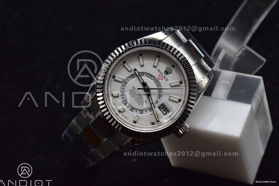 Best A23J Effortless Bracelet 1114 SS Skydweller White Edition Dial SS Oyster Noob on 0321